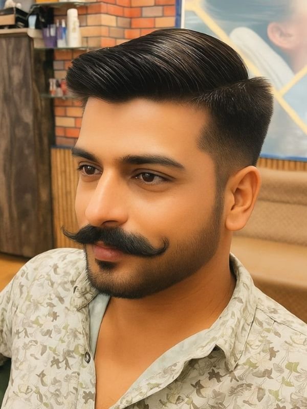 Barber styling client